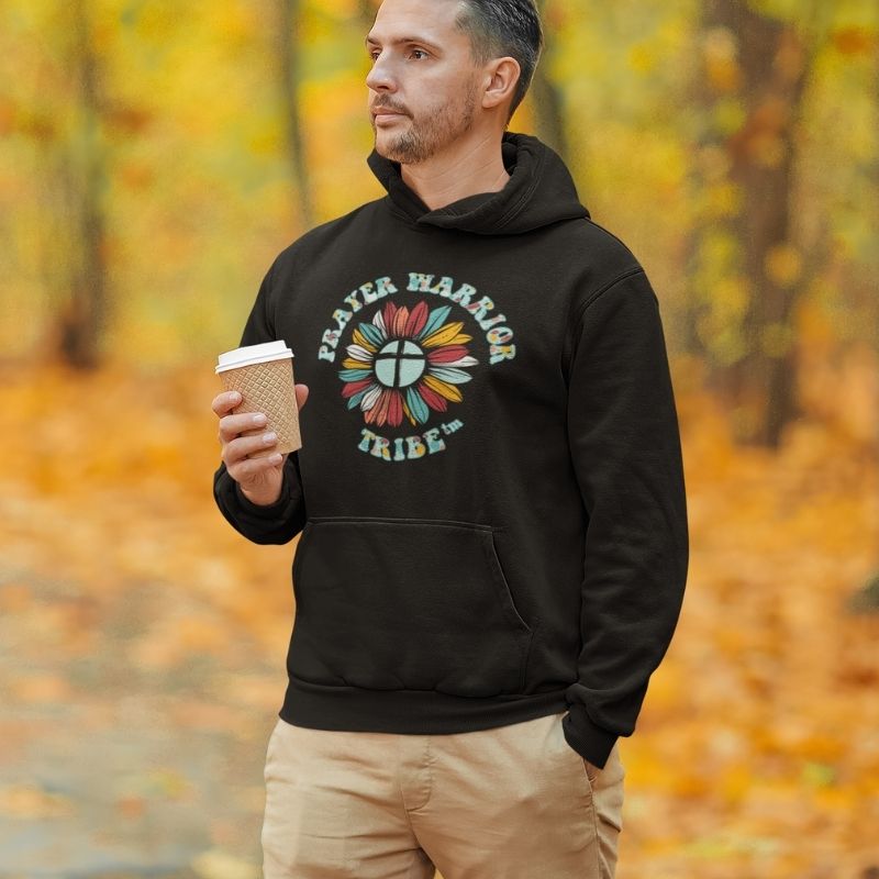Men Upsize Hoodie Groovy Prayer Warrior Tribe Camouflage Flower
