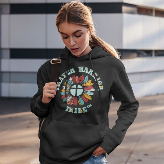 Women Hoodie Groovy Prayer Warrior Tribe Camo Flower