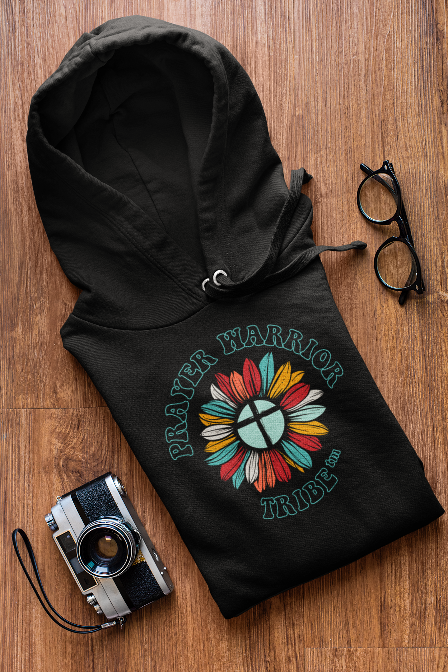 Men Hoodie Groovy Prayer Warrior Tribe Flower Outline