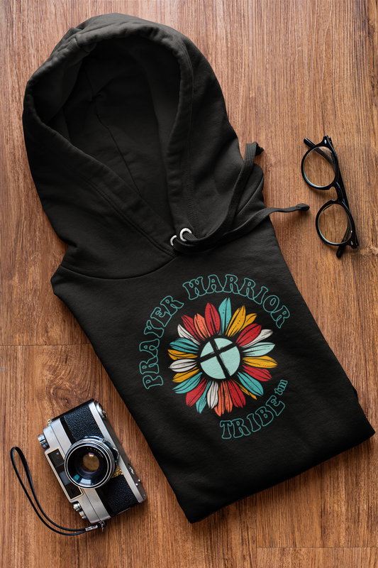 Men Hoodie Groovy Prayer Warrior Tribe Flower Outline