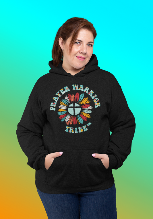 Women Upsize Hoodie Groovy Prayer Warrior Tribe Camouflage Flower