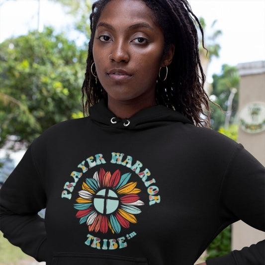 Women Hoodie Groovy Prayer Warrior Tribe Camo Flower