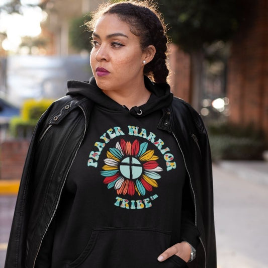 Women Upsize Hoodie Groovy Prayer Warrior Tribe Camouflage Flower