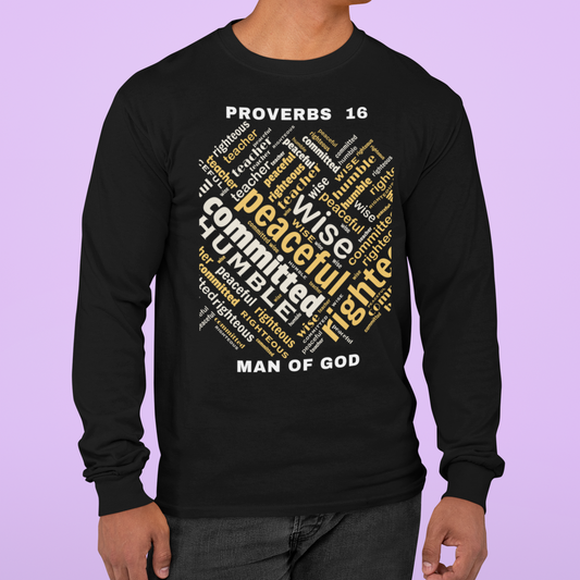 Men Long Sleeve Tee Proverbs 16