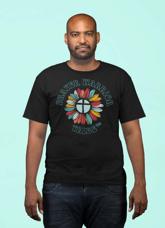 Men Upsize Short Sleeve Tshirt Groovy Outline Prayer Warrior Tribe